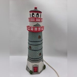 Lemax White and Red Lighthouse Accent Decor